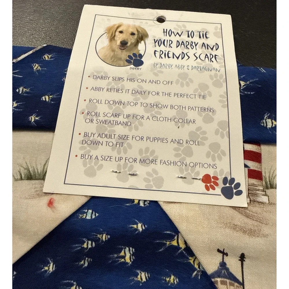 Hand Crafted Dog‎ Bandana Scarf Lighthouse Large Double Sided Scarf NEW Nautical